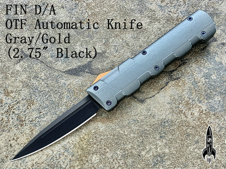 D Rocket Designs  FIN D/A OTF Automatic Knife Gray/Black (2.75